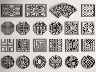 Hollow Window Cement Window Antique Window Hollow Window Fan-shaped Window Pane Flower Window 3d model