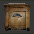 Antique Wooden Chest With Worn Surface Wooden Lid And Metal Latch