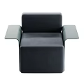 Modern Single Sofa With Flat Armrests Simple Lines And Dark Color Design 3d model