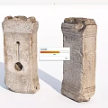 Two Traditional Stone Wood Carved Pillars With Intricate Surface Details