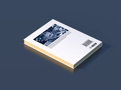 Minimalist Book Cover Design With Black And White Image Barcode And Text On White Background 3d model