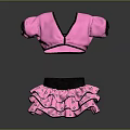 Pink V Neck Top And Layered Ruffled Skirt Set With Black Trim Fashion Design