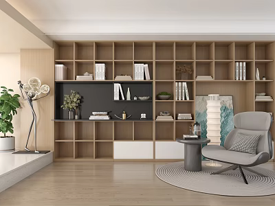 Modern Living Room Bookshelf 3d model