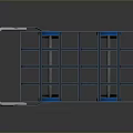 Practical Metal Frame Hand Cart With Blue Wheels And Grid Design 3d model