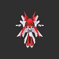 Red Spiked Head Game Movie Character With White Wings And Dynamic Design