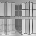 Traditional Room Divider With Bamboo Panels Wooden Frames And Various Patterns 3d model