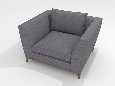 Comfortable Modern Gray Armchair With Soft Cushion And Sturdy Wooden Legs 3d model