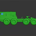 Green Military Truck Model 3D Rendered With Multiple Wheels Blue Windshield Dark Background And Reflection