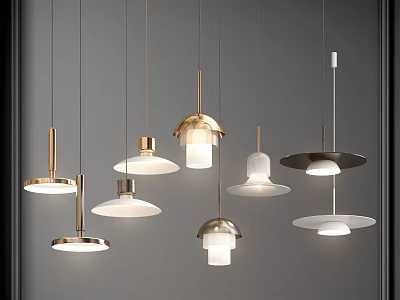 Stylish Modern Pendant Lights With Various Metallic Finishes And Diverse Hanging Designs 3d model