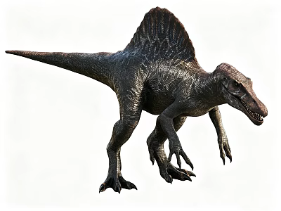 Realistic Dark Colored Spinosaurus Dinosaur With Sailback And Scaled Skin 3d model