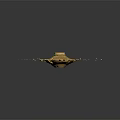Golden Ornate Weapon Decoration With Petal Shaped Design And Flying Fragments