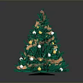 Festive Christmas Tree Decoration With Gold Silver Ornaments Star And Ribbon For Holiday Home Decor