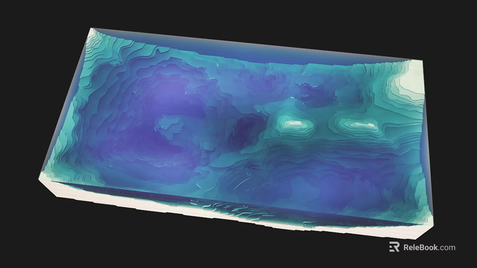 Transparent Decorative Tray With Blue Purple Gradient And Wavy Texture Pattern 3d model 