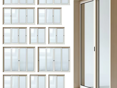 Modern Casement Windows With White Frame And Clear Glass Panels On Building 3d model