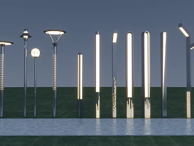 Outdoor Lights Modern Lamp Posts And Sleek Pole Lights For Garden Landscape And Lawn Illumination 3d model