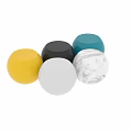 Colorful Round Stools With Yellow Black Blue White And Marble Texture Design