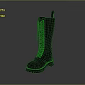 Black Long Leather Boots With Lace Up Design And Thick Rubber Sole