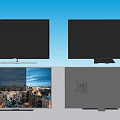Modern TV Models Showcasing Various Angles Screen Display Back Panel And Stand Design 3d model