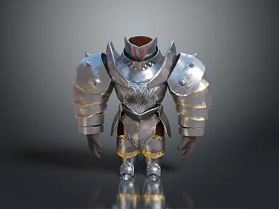 Medieval Warrior Armor With Silver Plates Gold Accents And Detailed Design 3d model