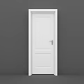 White Hinged Door With Simple Design Silver Metal Handle And Frame 3d model