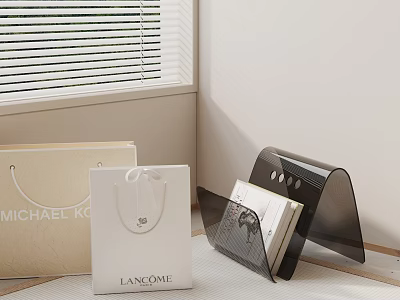 Modern Side Table Featuring Michael Kors Lancôme Shopping Bags Magazine Holder And Books 3d model