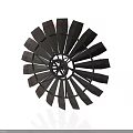 Metallic Turbine Component With Radial Blades Red Stripes And Central Hub Structure