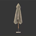 Beige Open Umbrella With Handle And Base For Outdoor Everyday Use