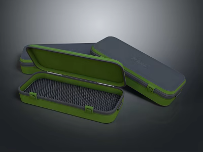 Green And Gray Portable Zippered Storage Boxes With Mesh Interior For Daily Essentials 3d model