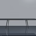Swing Door In Modern Room With Black Table And Metal Legs On Reflective Floor