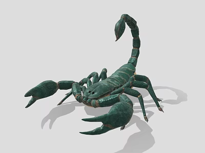 Realistic Green Scorpion 3D Model With Curved Tail And Sharp Claws 3d model