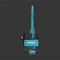 Blue KOBELCO Excavator With Tracks And Extended Digging Arm On Dark Background