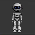 Silver White Humanoid Robot With Blue Eyes And Shiny Metallic Body