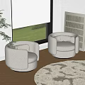 Modern Embossed Sofa Chair Lazy Sofa Lamb Wool Sofa Chair Single Sofa Chair Lamb Wool Carpet 3d model