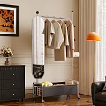 Stylish Clothing Rack With Mirror Hanging Sweaters And Coats In Modern Living Room