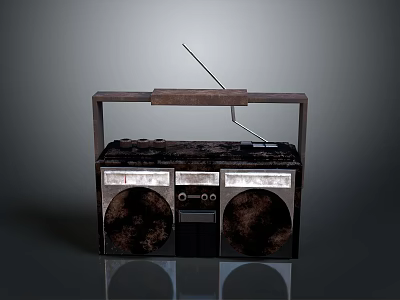Vintage Electronic Radio With Wooden Frame Retro Design Speakers Antenna And Handle 3d model