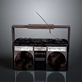 Vintage Electronic Radio With Wooden Frame Retro Design Speakers Antenna And Handle