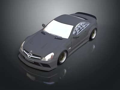 Gray Mercedes Sports Car With Streamlined Body Large Wheels And 3D Rendering 3d model