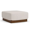 Plush Light Beige Sofa Stool With Soft Cushion And Walnut Wooden Base