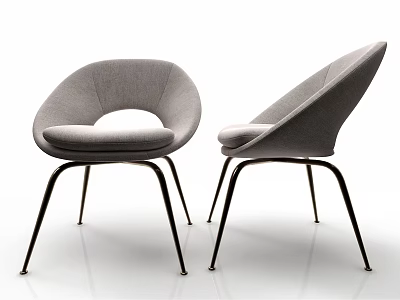 Modern Gray Fabric Lounge Chair With Black Metal Legs And Streamlined Design 3d model