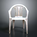 White Plastic Chair With Armrests And Slat Back Design For Modern Spaces