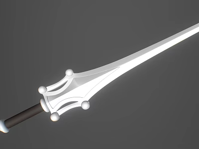 Fantasy Sword With Silver Slender Blade Dark Hilt And Decorative Spherical Ornaments In Elegant Design 3d model