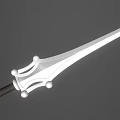 Fantasy Sword With Silver Slender Blade Dark Hilt And Decorative Spherical Ornaments In Elegant Design