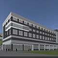 Modern Industrial Factory Building Featuring Glass Curtain Walls Multi Story Structure And Spacious Entrance
