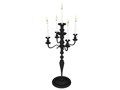 Classic Black Candelabra With Multiple Candle Arms And Round Base Design 3d model