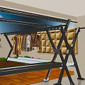 Home Balcony With Foldable Clothes Drying Rack Hanging Clothes And Quilt 3d model