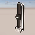 Black Cylindrical Structure With White Dome Top And Base In Open Sandy Blue Sky Landscape 3d model