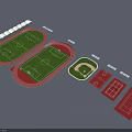 Multi Sport Facility Layout With Football Fields Running Track And Basketball Courts