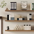 Traditional Chinese Wooden Shelves Displaying Classic Books Magazines With Ceramic Vase Plant And Decorative Ornaments