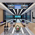 Modern Bowling Alley Interior With Shiny Lanes Bowling Pins Fruit Platter And Wine Bottles