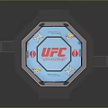 UFC Octagon Fighting Ring Structure Featuring Blue Mat Black Fencing And UFC Logo